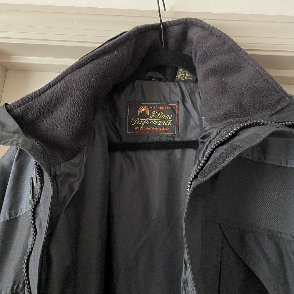 J. Stone Performance Mens sz L Winter Coat, Black with zip-out fleece liner